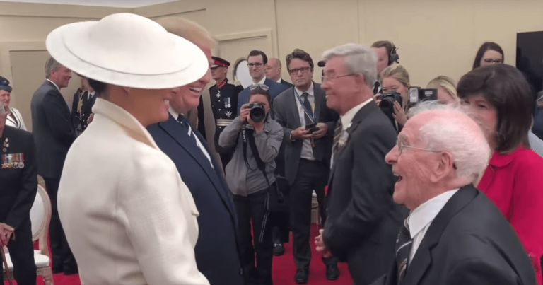 Feisty D-Day Vet Gives Melania A Red-Blooded Compliment – Then Donald Grabs His Attention