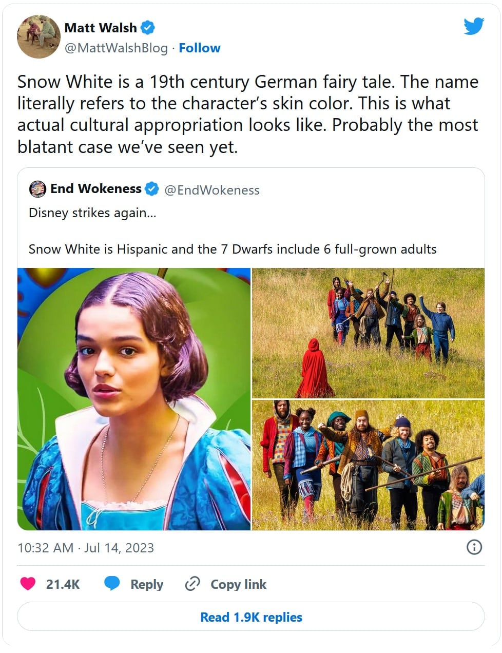 Hours After Disney Claims Woke Snow White is Fake They're Forced to